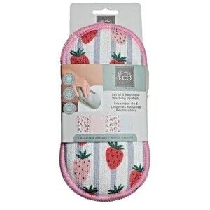 Ciroa Go Eco Strawberry and Stripes 5-piece Reusable Sponge Pads Scrubby NIP